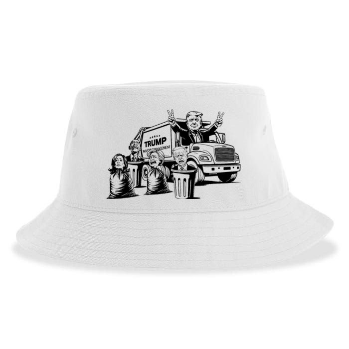 Vintage Trump Garbage Truck Waste Management 47th President Sustainable Bucket Hat