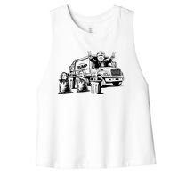 Vintage Trump Garbage Truck Waste Management 47th President Women's Racerback Cropped Tank