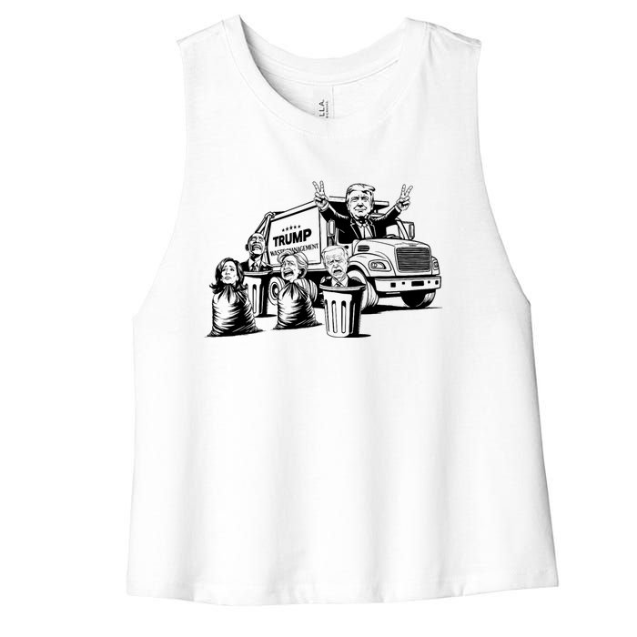 Vintage Trump Garbage Truck Waste Management 47th President Women's Racerback Cropped Tank