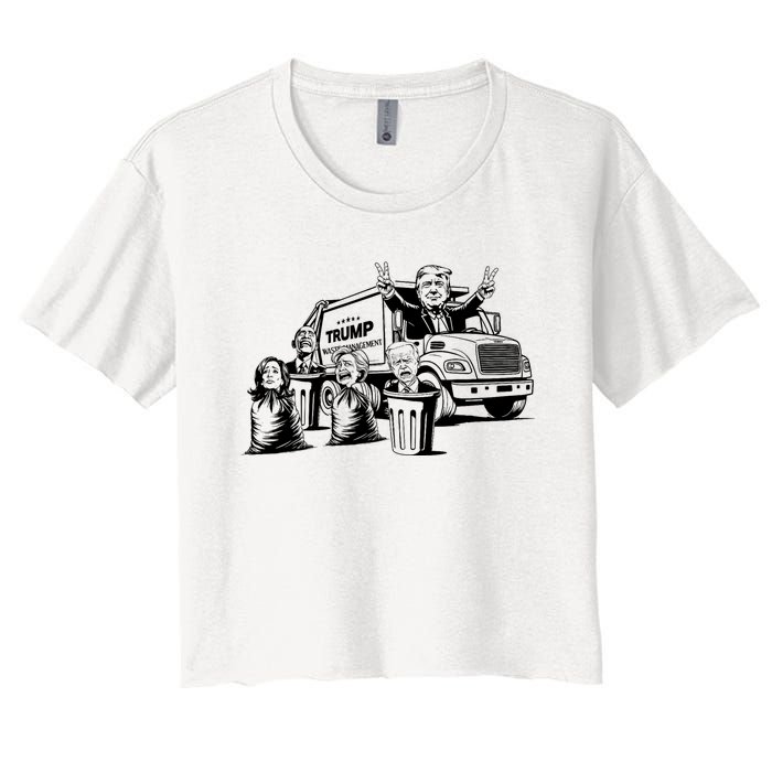 Vintage Trump Garbage Truck Waste Management 47th President Women's Crop Top Tee