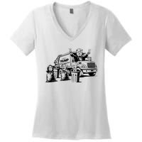 Vintage Trump Garbage Truck Waste Management 47th President Women's V-Neck T-Shirt