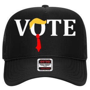 Vote Trump Hair Tie High Crown Mesh Back Trucker Hat