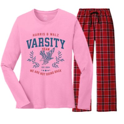 Varsity Team Harris Walz 2024 Election Art Women's Long Sleeve Flannel Pajama Set 