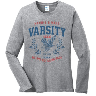 Varsity Team Harris Walz 2024 Election Art Ladies Long Sleeve Shirt