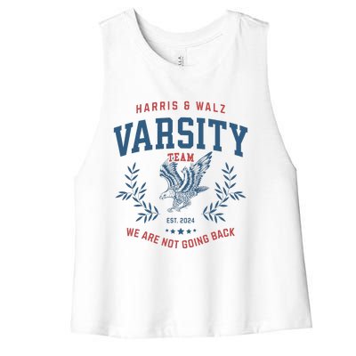 Varsity Team Harris Walz 2024 Election Art Women's Racerback Cropped Tank