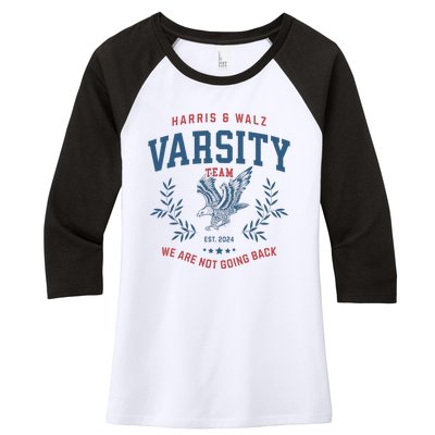 Varsity Team Harris Walz 2024 Election Art Women's Tri-Blend 3/4-Sleeve Raglan Shirt