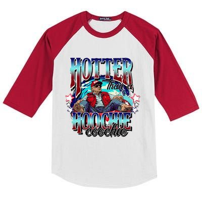 Viral Trump Hotter Than A Hoochie Coochie Trump Summer Vibes Kids Colorblock Raglan Jersey