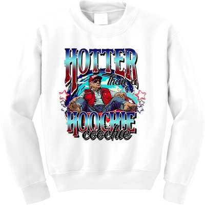 Viral Trump Hotter Than A Hoochie Coochie Trump Summer Vibes Kids Sweatshirt