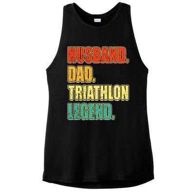 Vintage Triathlon Husband Dad Triathlete Legend FatherS Day Gift Ladies PosiCharge Tri-Blend Wicking Tank