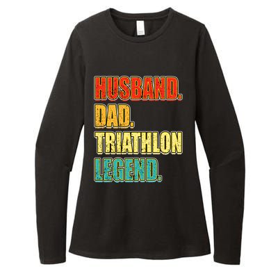 Vintage Triathlon Husband Dad Triathlete Legend FatherS Day Gift Womens CVC Long Sleeve Shirt