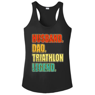 Vintage Triathlon Husband Dad Triathlete Legend FatherS Day Gift Ladies PosiCharge Competitor Racerback Tank