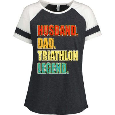 Vintage Triathlon Husband Dad Triathlete Legend FatherS Day Gift Enza Ladies Jersey Colorblock Tee