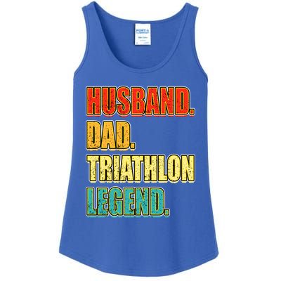 Vintage Triathlon Husband Dad Triathlete Legend FatherS Day Gift Ladies Essential Tank