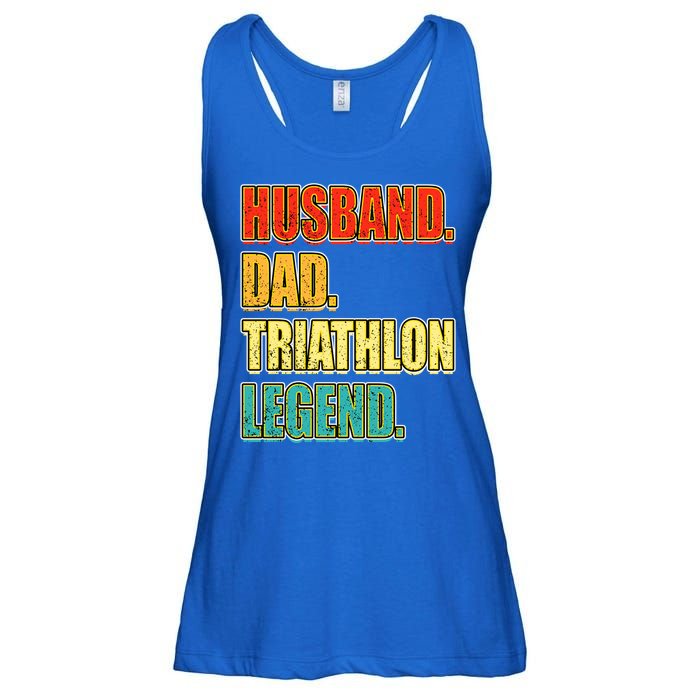 Vintage Triathlon Husband Dad Triathlete Legend FatherS Day Gift Ladies Essential Flowy Tank