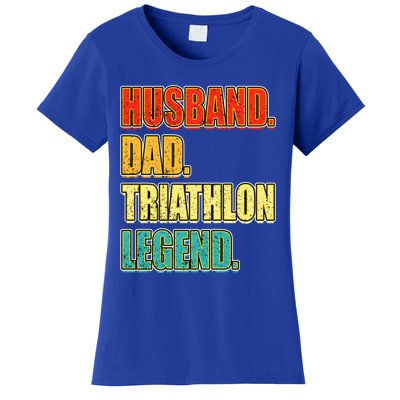 Vintage Triathlon Husband Dad Triathlete Legend FatherS Day Gift Women's T-Shirt