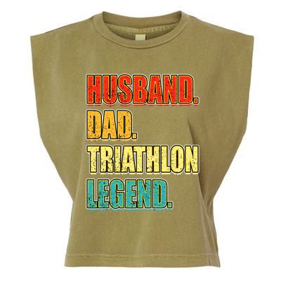 Vintage Triathlon Husband Dad Triathlete Legend FatherS Day Gift Garment-Dyed Women's Muscle Tee