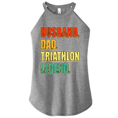 Vintage Triathlon Husband Dad Triathlete Legend FatherS Day Gift Women’s Perfect Tri Rocker Tank