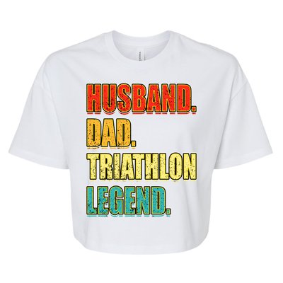 Vintage Triathlon Husband Dad Triathlete Legend FatherS Day Gift Bella+Canvas Jersey Crop Tee