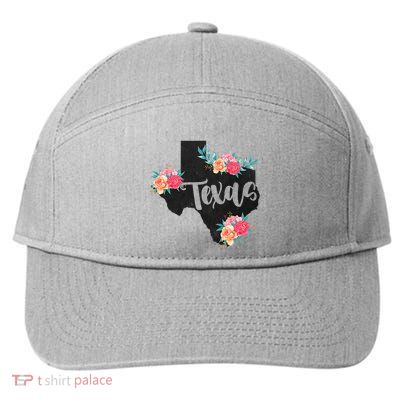 Vintage Texas Home State Map Pride Flowers Retro Rodeo 7-Panel Snapback Hat