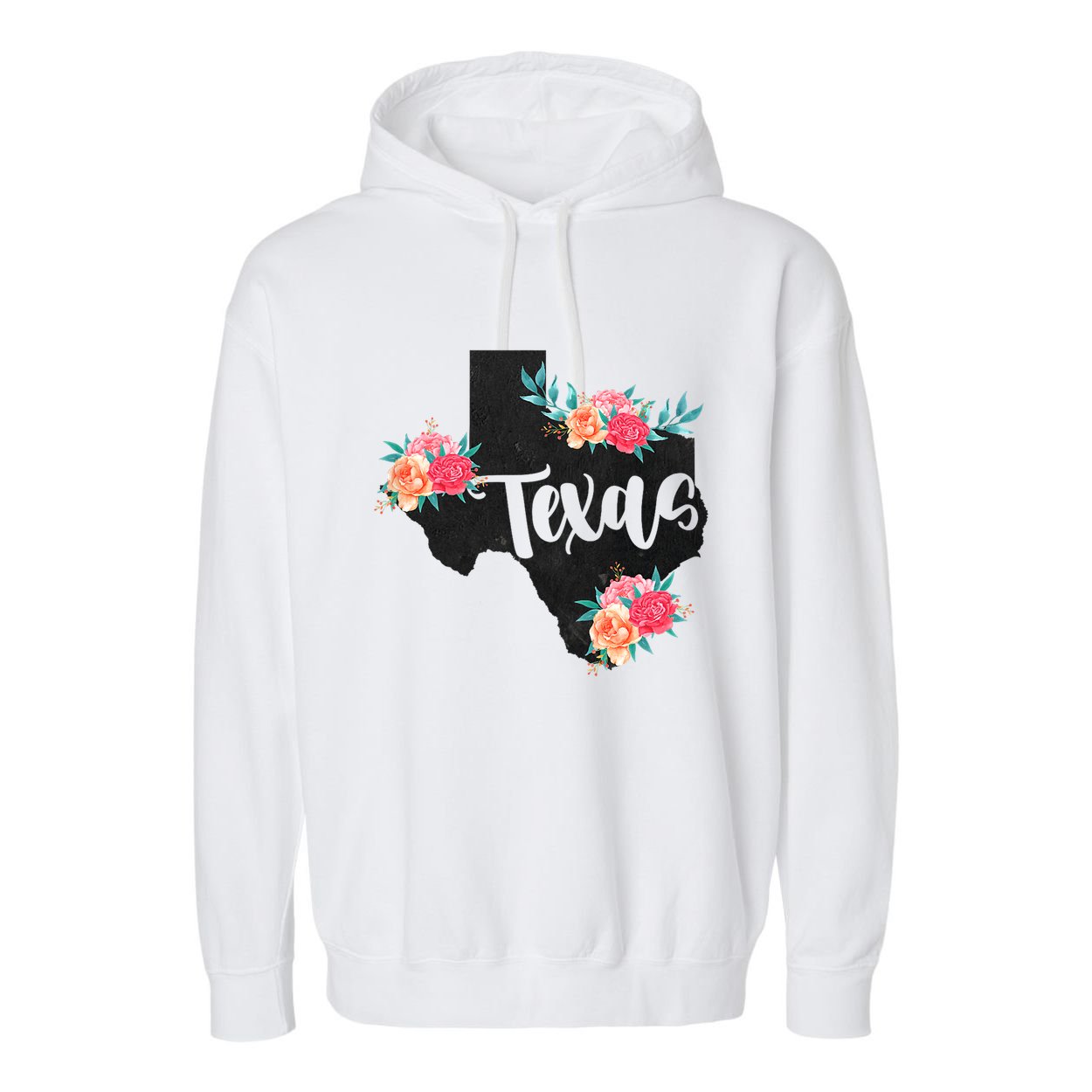 Vintage Texas Home State Map Pride Flowers Retro Rodeo Garment-Dyed Fleece Hoodie