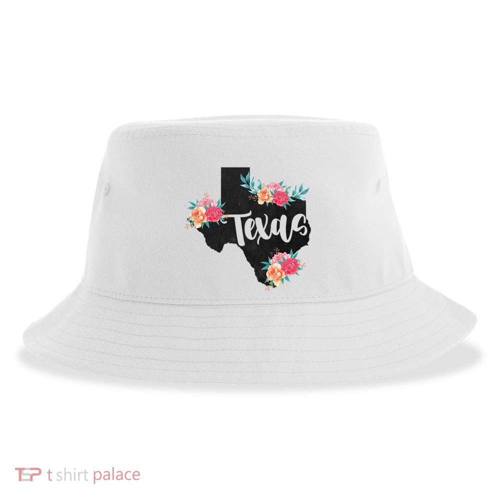 Vintage Texas Home State Map Pride Flowers Retro Rodeo Sustainable Bucket Hat