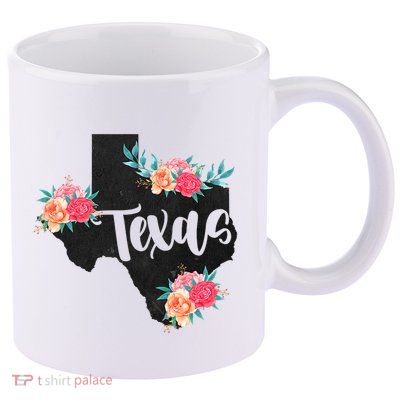 Vintage Texas Home State Map Pride Flowers Retro Rodeo 11oz C Handle Ceramic Mug