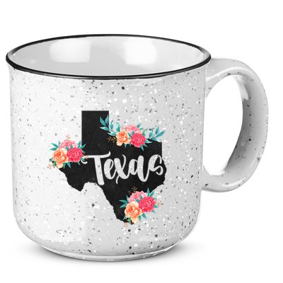 Vintage Texas Home State Map Pride Flowers Retro Rodeo 15oz Campfire Ceramic Mug