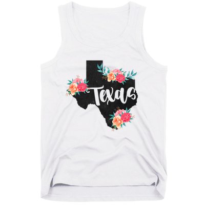 Vintage Texas Home State Map Pride Flowers Retro Rodeo Tank Top