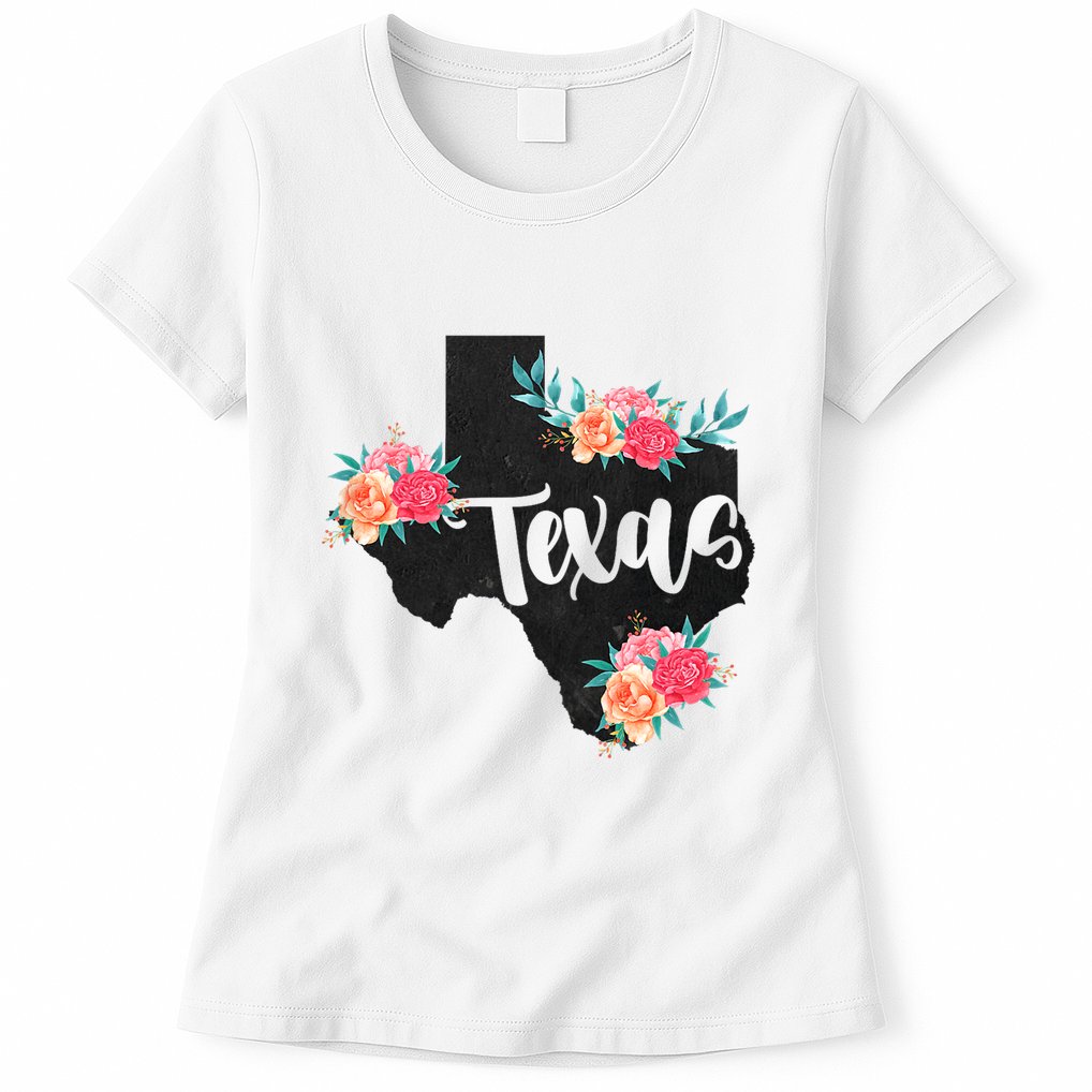 Vintage Texas Home State Map Pride Flowers Retro Rodeo Womens T-Shirt