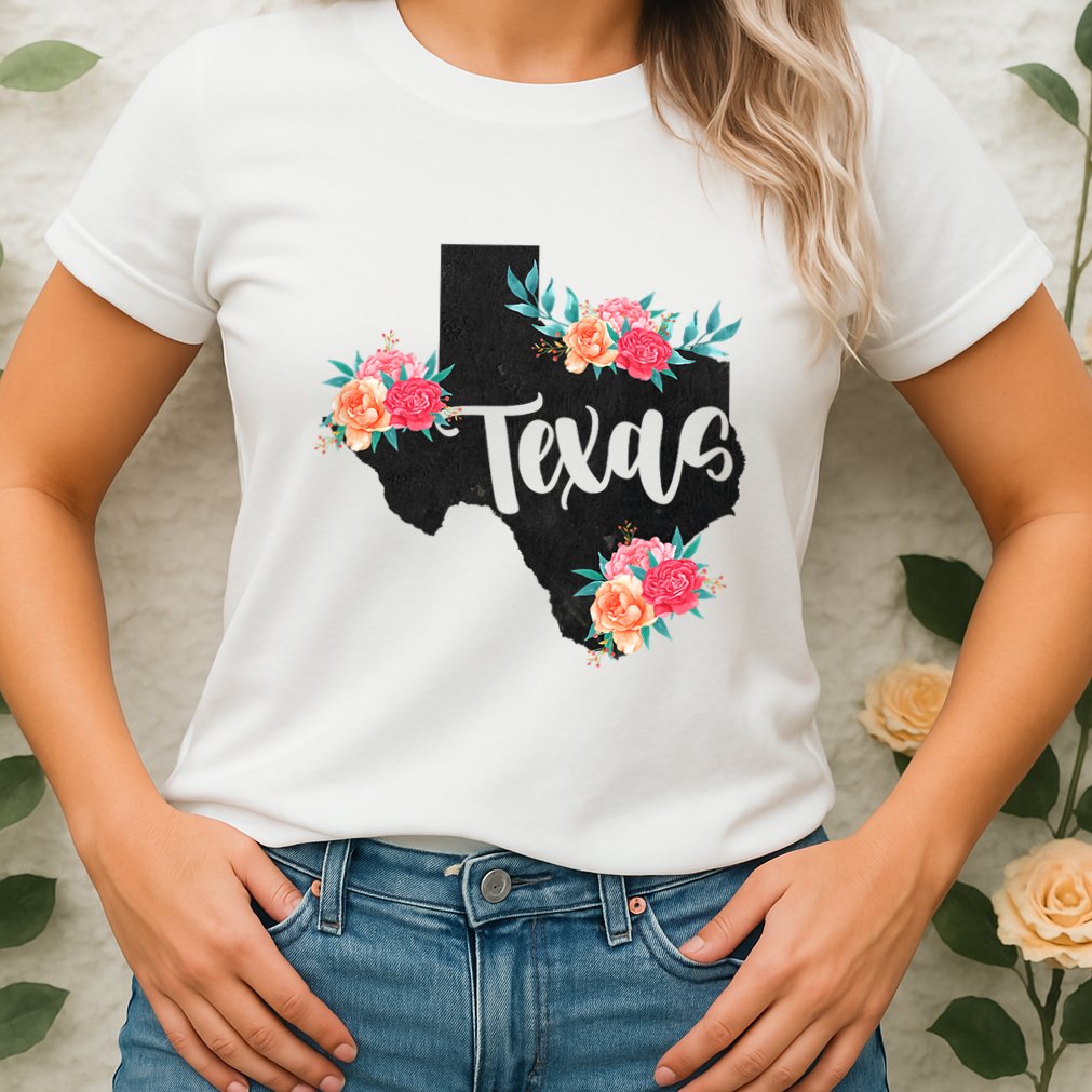Vintage Texas Home State Map Pride Flowers Retro Rodeo Womens T-Shirt