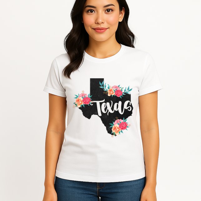 Vintage Texas Home State Map Pride Flowers Retro Rodeo Womens T-Shirt