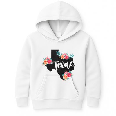 Vintage Texas Home State Map Pride Flowers Retro Rodeo Kids Hoodie