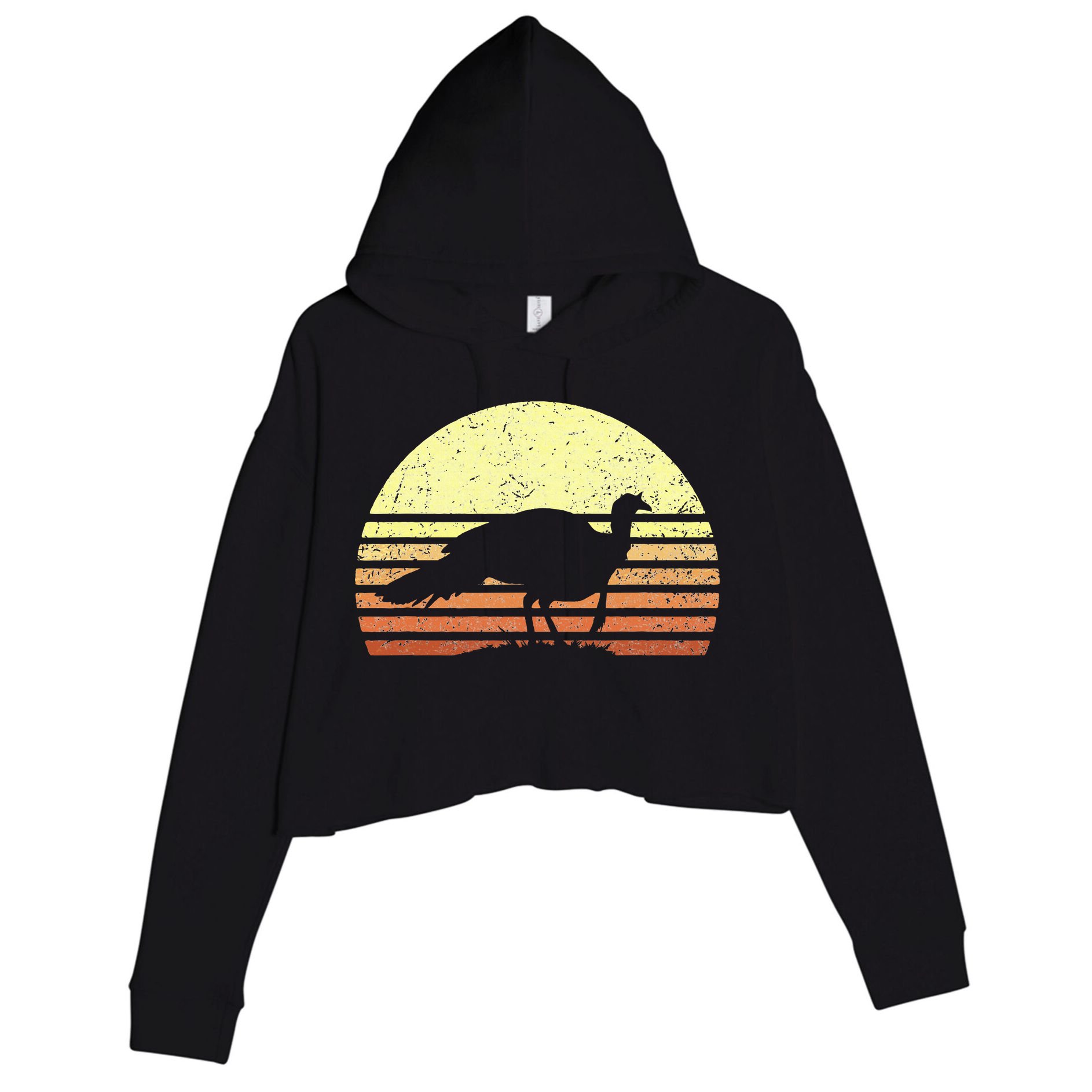 Vintage Turkey Hunting Sunset Thanksgiving Hunters Crop Fleece Hoodie