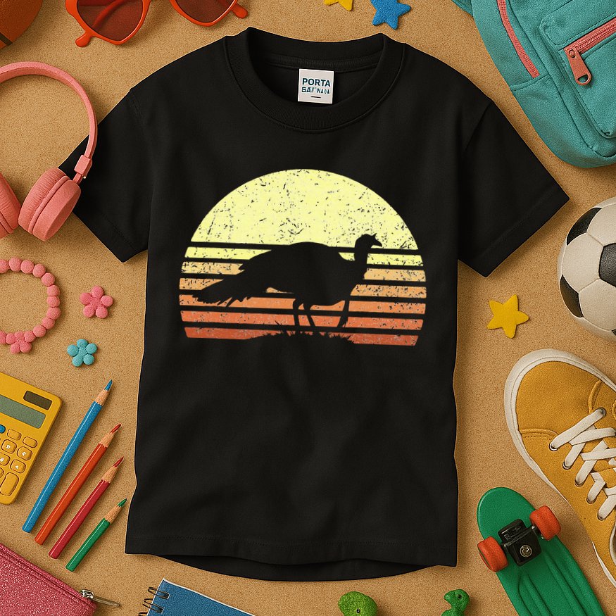 Vintage Turkey Hunting Sunset Thanksgiving Hunters Kids T-Shirt