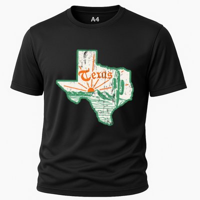 Vintage Texas Home State Map Pride Cactus Texan Retro Rodeo Performance Shirt
