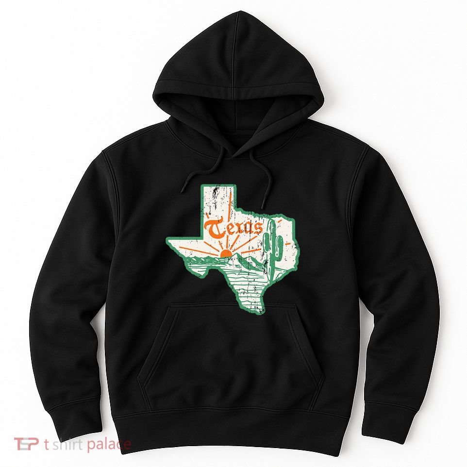 Vintage Texas Home State Map Pride Cactus Texan Retro Rodeo Hoodie