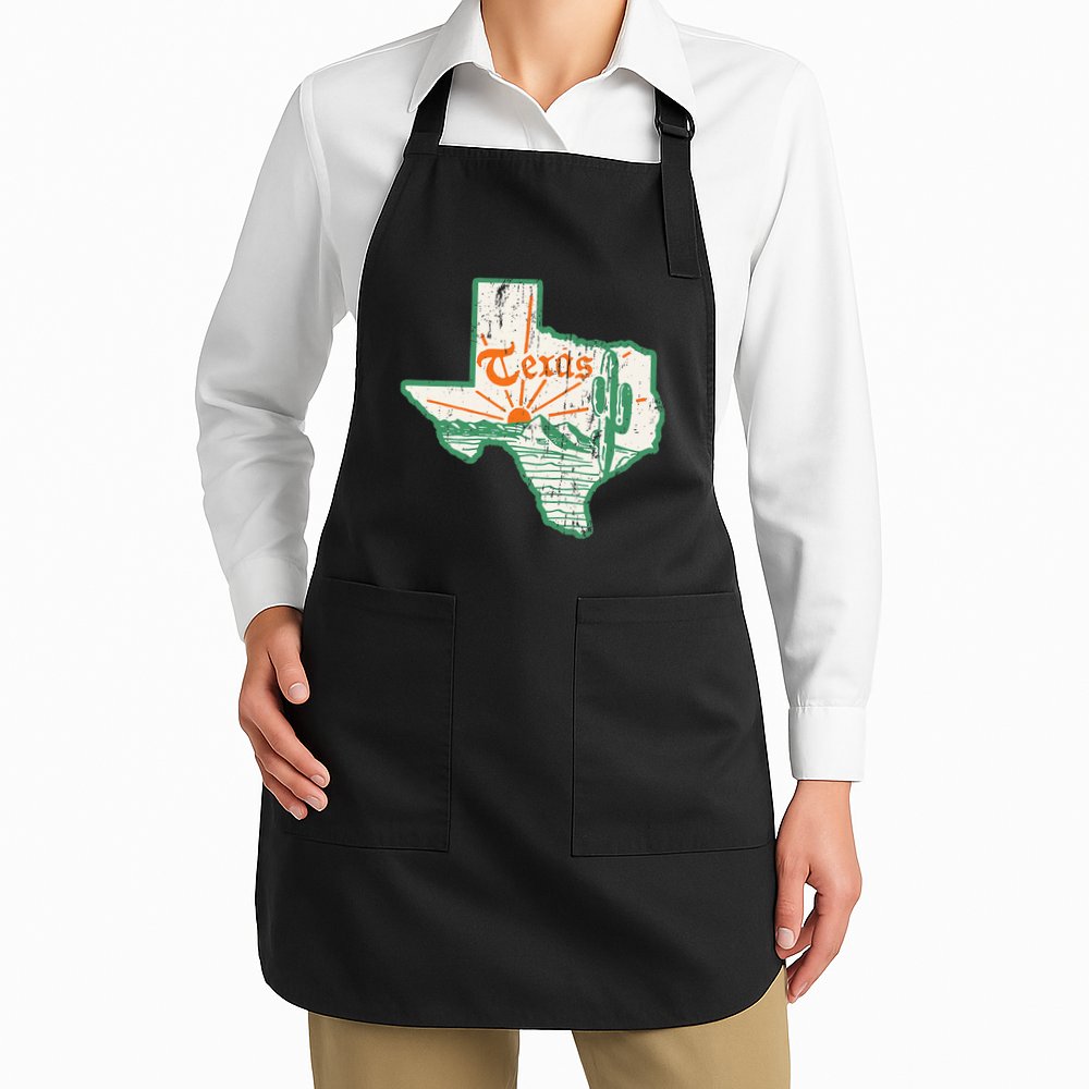 Vintage Texas Home State Map Pride Cactus Texan Retro Rodeo Apron
