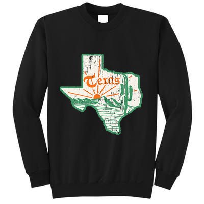 Vintage Texas Home State Map Pride Cactus Texan Retro Rodeo Sweatshirt