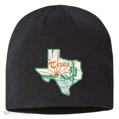 Vintage Texas Home State Map Pride Cactus Texan Retro Rodeo Sustainable Beanie