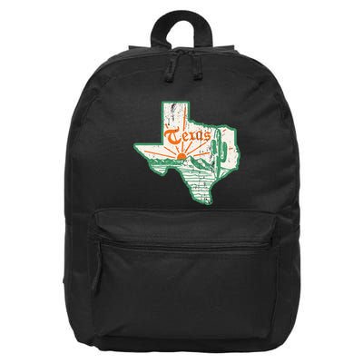 Vintage Texas Home State Map Pride Cactus Texan Retro Rodeo 16 in Basic Backpack