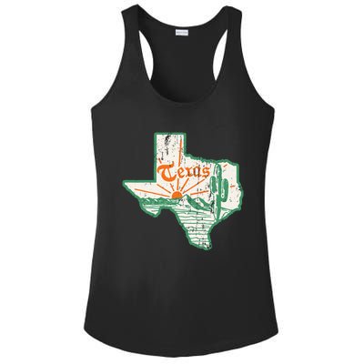 Vintage Texas Home State Map Pride Cactus Texan Retro Rodeo Ladies PosiCharge Competitor Racerback Tank