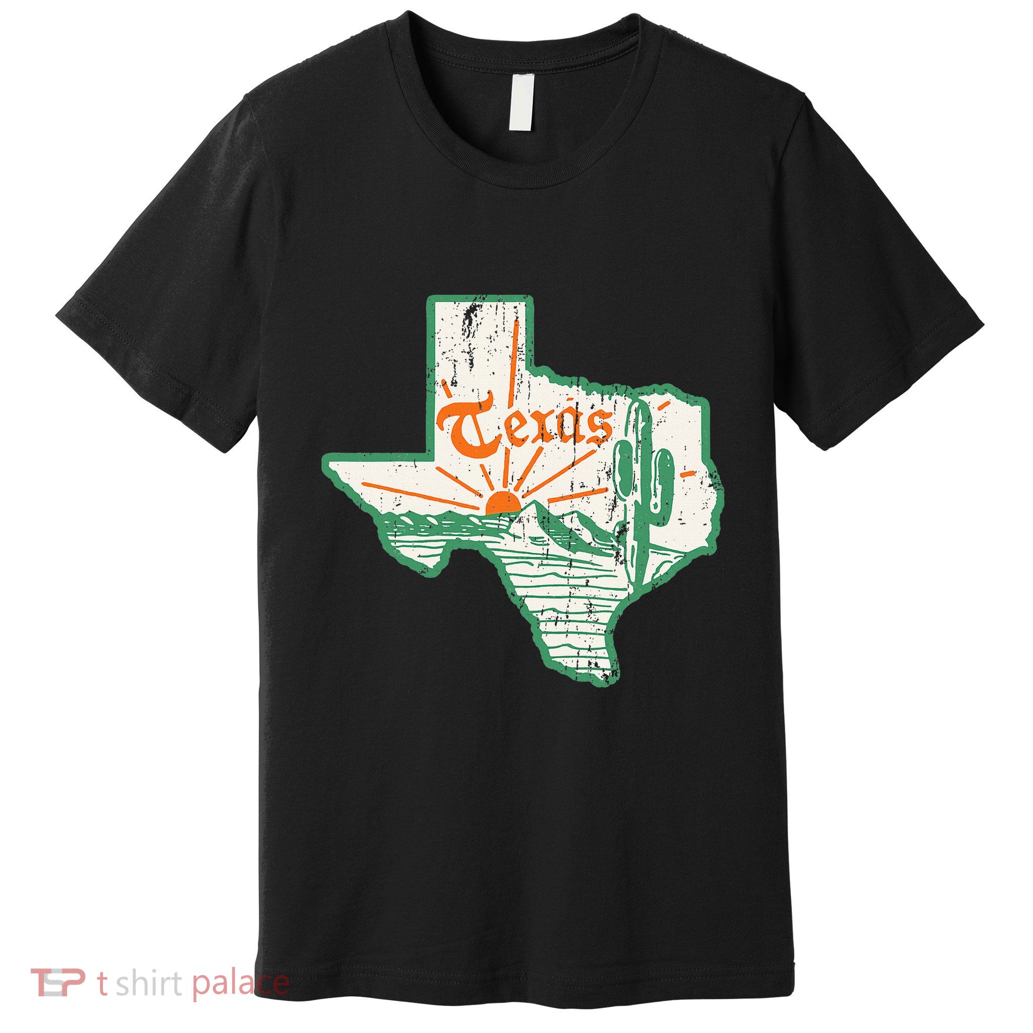 Vintage Texas Home State Map Pride Cactus Texan Retro Rodeo Premium T-Shirt