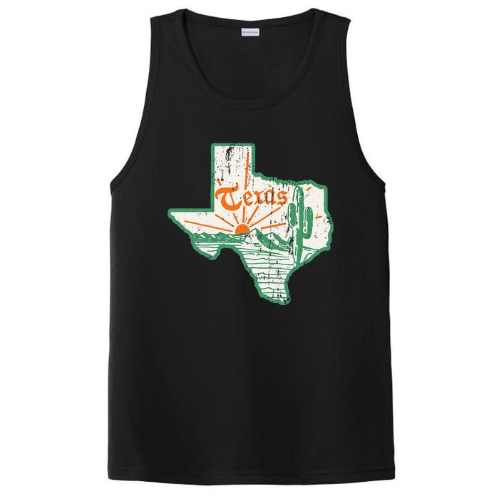 Vintage Texas Home State Map Pride Cactus Texan Retro Rodeo PosiCharge Competitor Tank