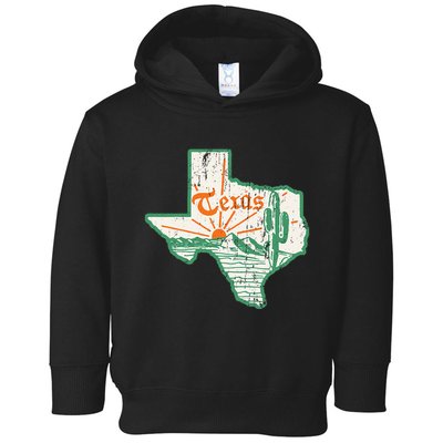 Vintage Texas Home State Map Pride Cactus Texan Retro Rodeo Toddler Hoodie