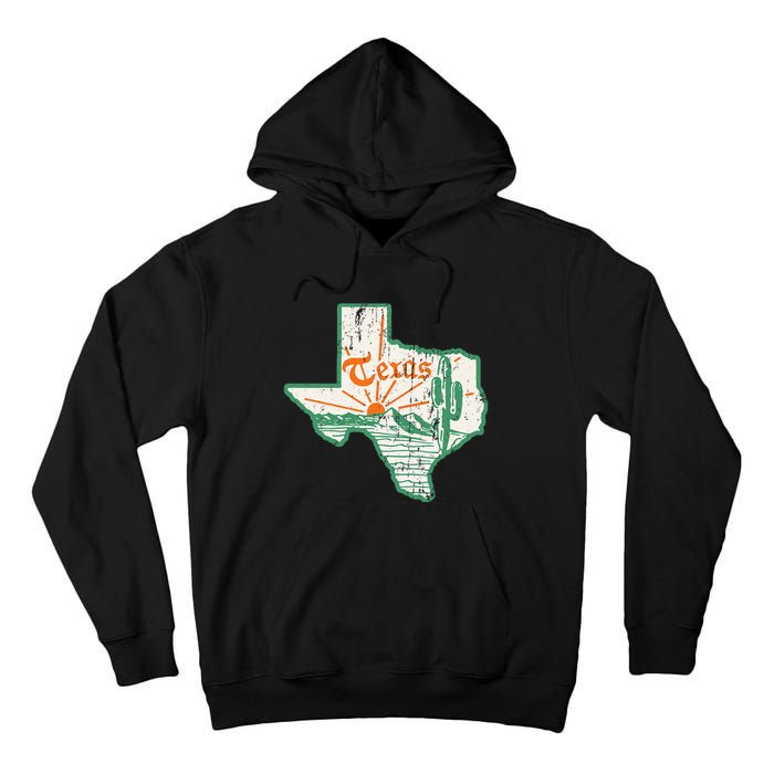 Vintage Texas Home State Map Pride Cactus Texan Retro Rodeo Tall Hoodie