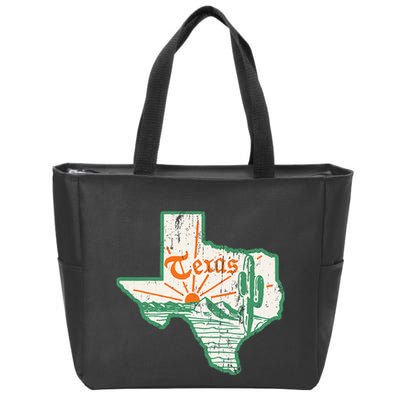 Vintage Texas Home State Map Pride Cactus Texan Retro Rodeo Zip Tote Bag
