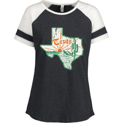 Vintage Texas Home State Map Pride Cactus Texan Retro Rodeo Enza Ladies Jersey Colorblock Tee