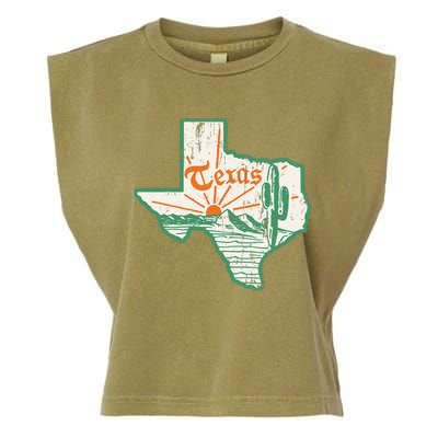 Vintage Texas Home State Map Pride Cactus Texan Retro Rodeo Garment-Dyed Women's Muscle Tee