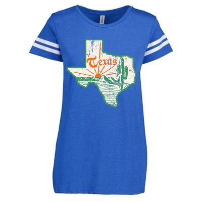 Vintage Texas Home State Map Pride Cactus Texan Retro Rodeo Enza Ladies Jersey Football T-Shirt