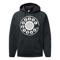 Vintage Telephone Halloween Costume Retro Rotary Phone Dial Performance Fleece Hoodie